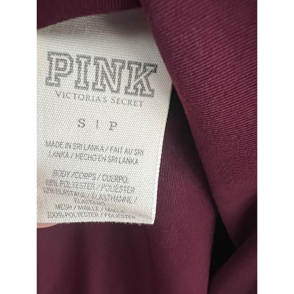 Victoria's Secret PINK Long Sleeve Active Top Burgundy Mesh Back Thumbholes S - Picture 5 of 8